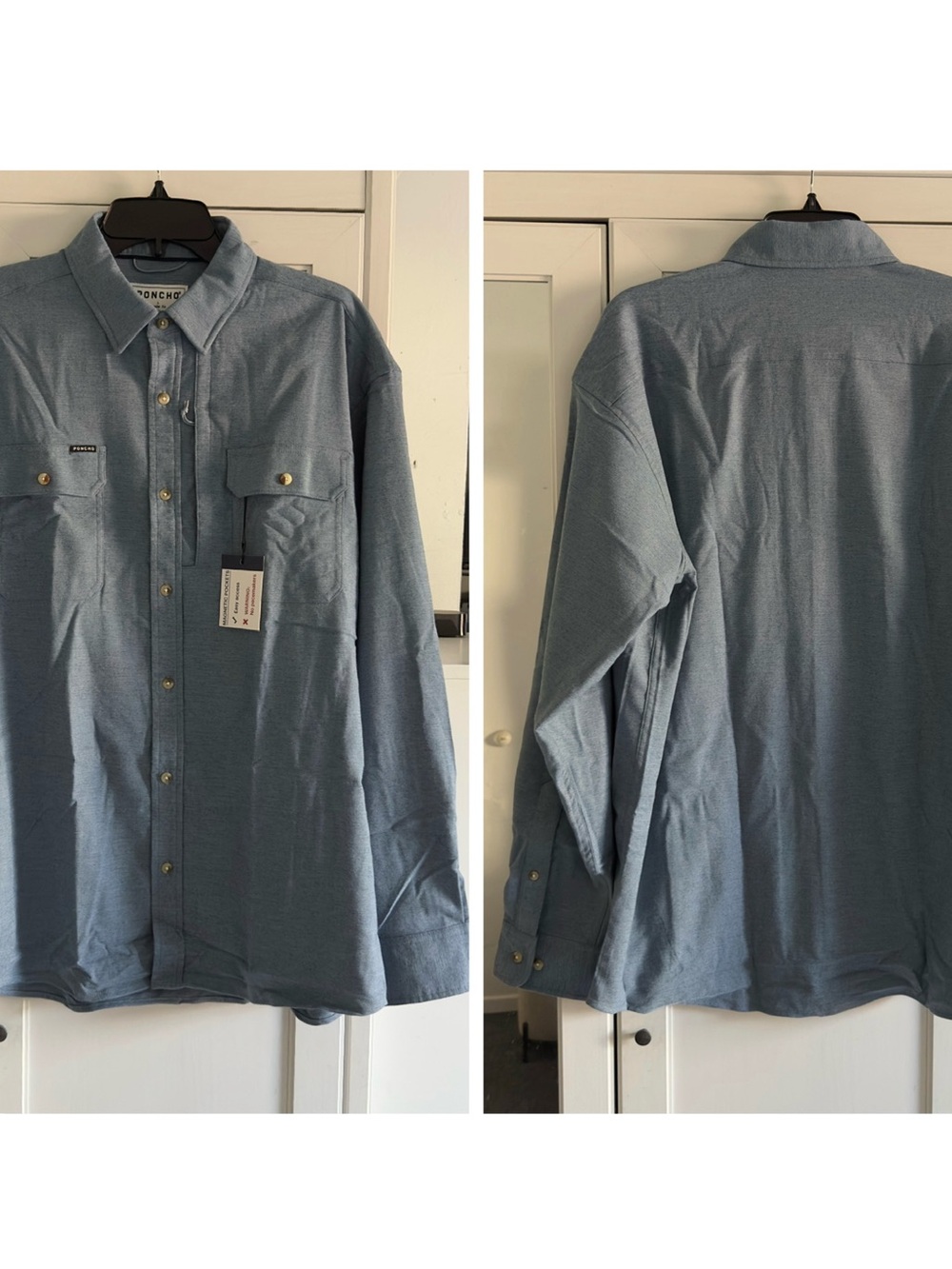 Poncho The Cordon Bleu Long Sleeve Shirt in Slate Heather Size Large Regular Fit